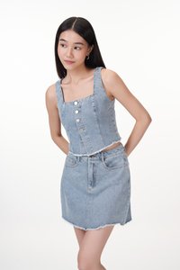 Billy Denim Top in Light Wash