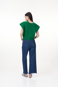 Canden Cable Knit Jumper Vest in Kelly Green