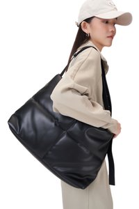 Cloud Vegan Leather Messenger Bag in Black