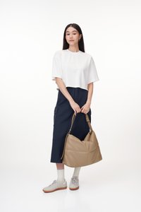 Cloud Vegan Leather Messenger Bag in Khaki