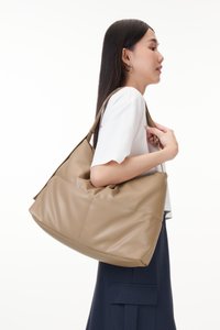 Cloud Vegan Leather Messenger Bag in Khaki