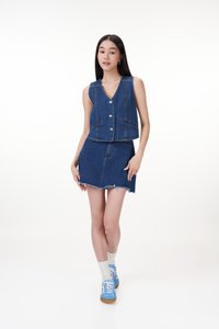 Tanner Denim Vest Top in Dark Wash