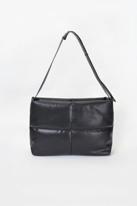 Cloud Vegan Leather Messenger Bag in Black