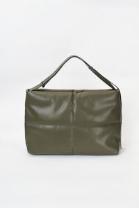 Cloud Vegan Leather Messenger Bag in Olive