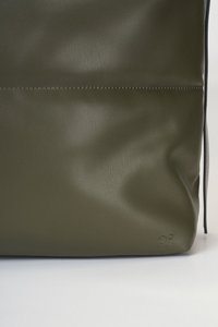 Cloud Vegan Leather Messenger Bag in Olive