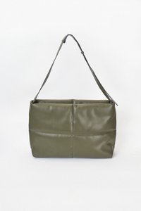 Cloud Vegan Leather Messenger Bag in Olive