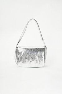 Cloud Vegan Leather Shoulder Bag in Silver