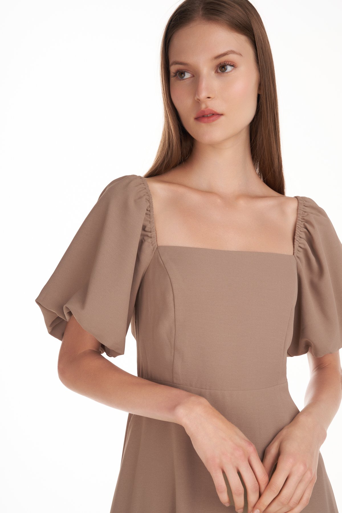 Corinne Midi Dress in Brown