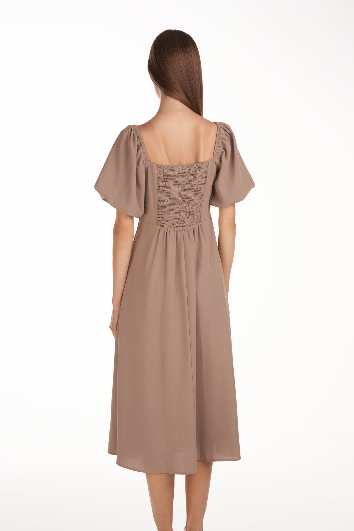 Corinne Midi Dress in Brown