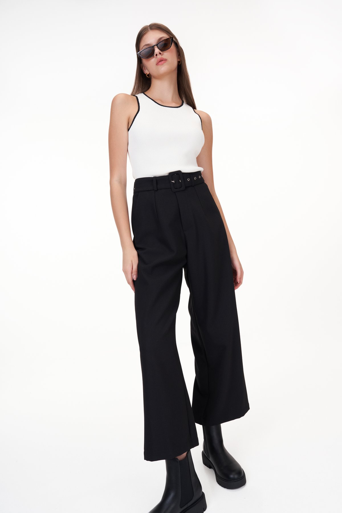Rasha Belted Pants in Black