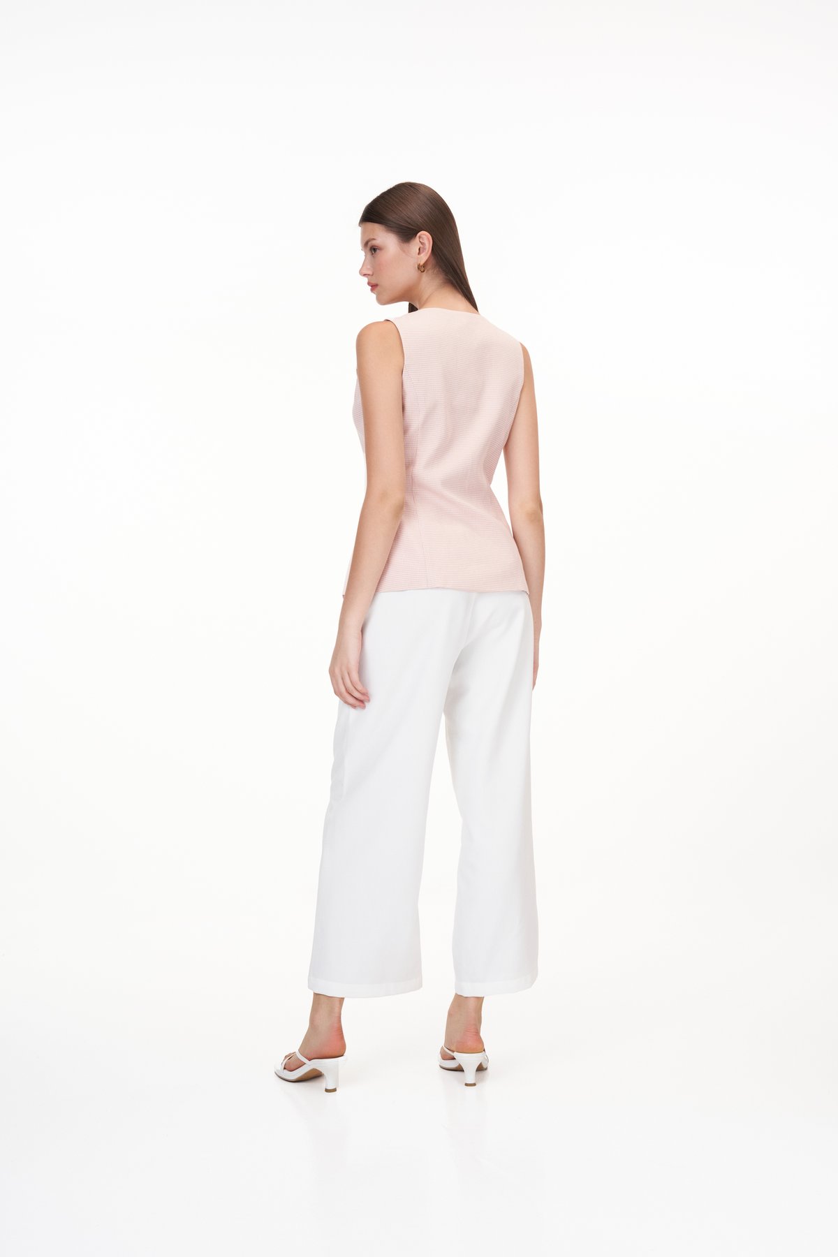 Polly Houndstooth Vest in Light Pink