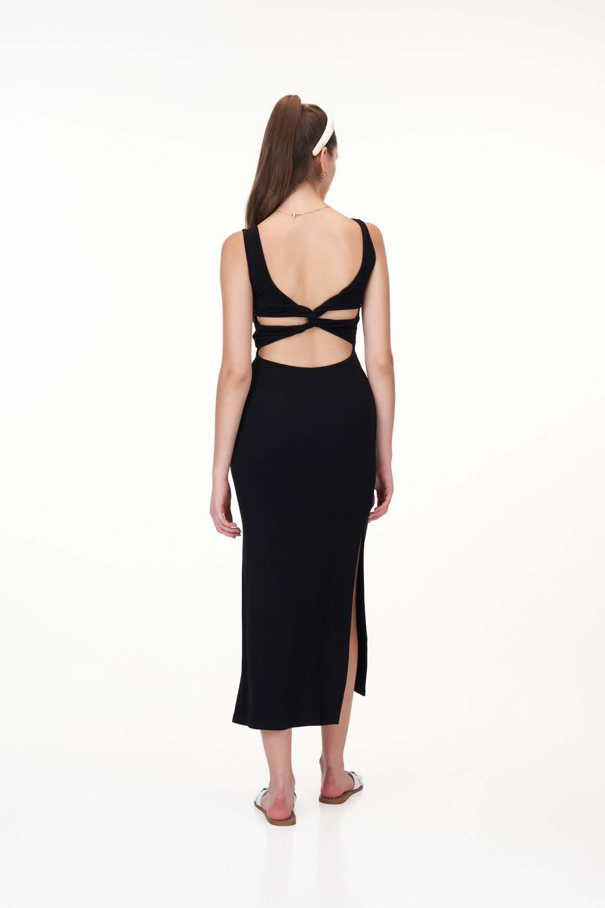 Jaylee Padded Knot Dress in Black