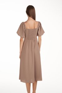 Corinne Midi Dress in Brown