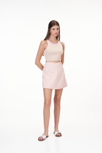 Adley Contrast Knit Top in Nude Pink and Violet
