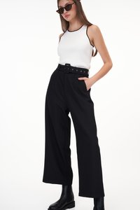 Rasha Belted Pants in Black