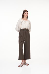 Rasha Belted Pants in Brown