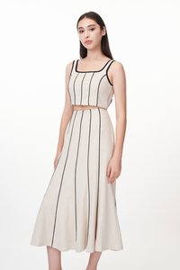 Khlole Contrast Trim Top in Oat 