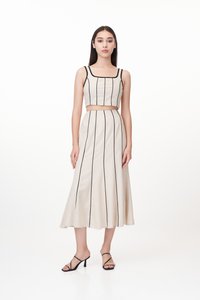 Khlole Contrast Trim Top in Oat 