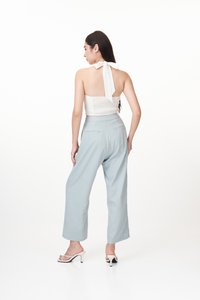 Kristen Linen Padded Halter Top in White