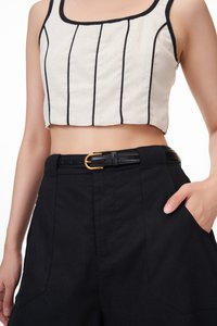 Mika Linen Belted Shorts in Black