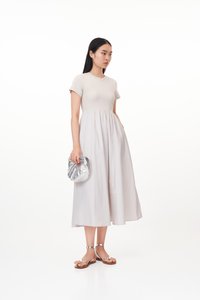 Paula Midi Dress in Light Grey