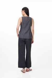 Helia Pinstripes Vest Top in Charcoal