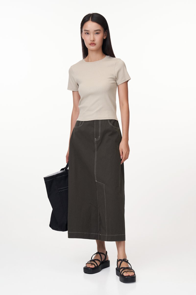 Kaden Contrast Trim Midi Skirt