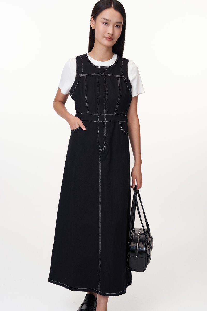 Matsu Contrast Trim Denim Dress