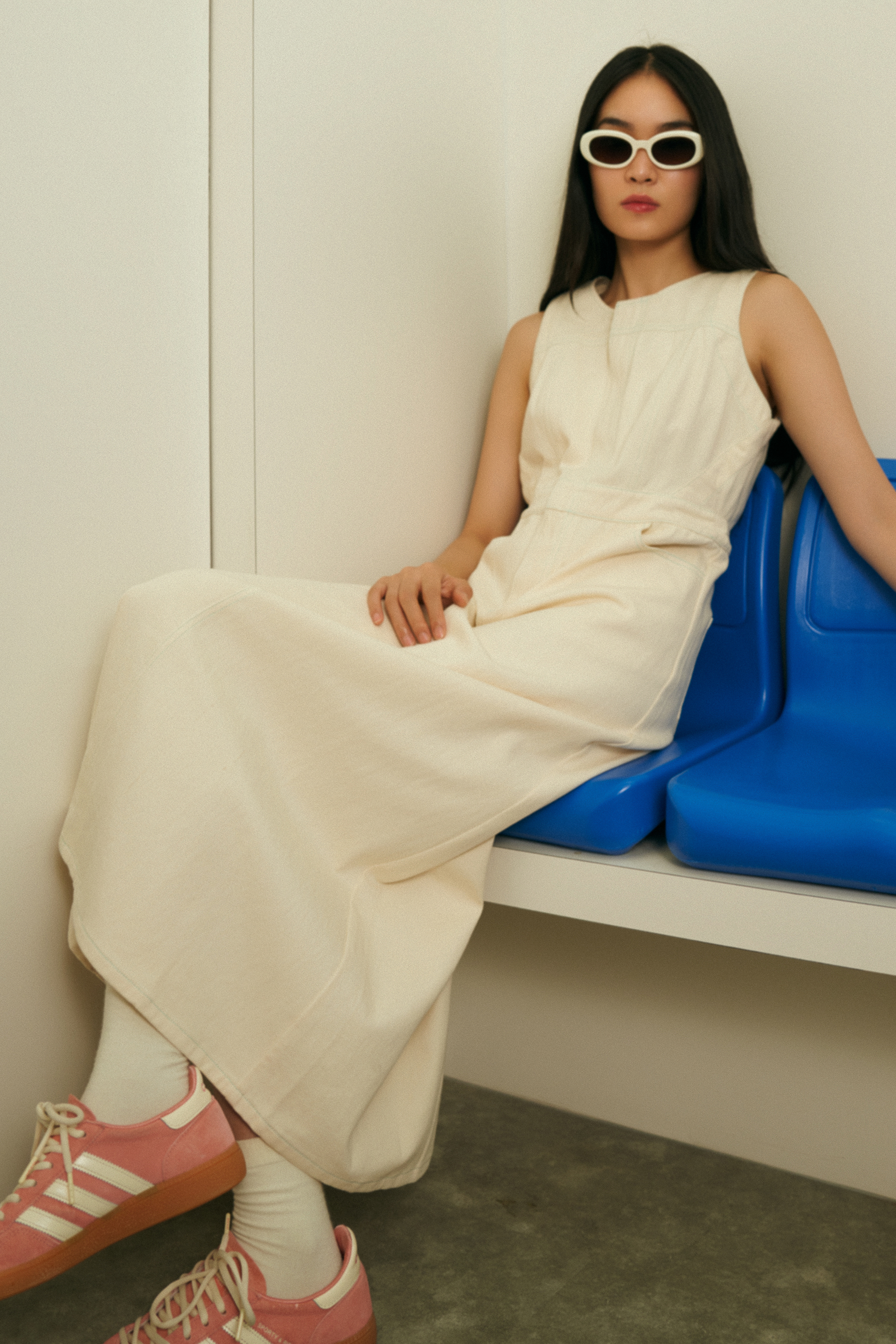 Matsu Contrast Trim Denim Dress | The Closet Lover