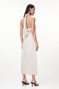 Gerlyn Halter Linen Midi Dress in Oat