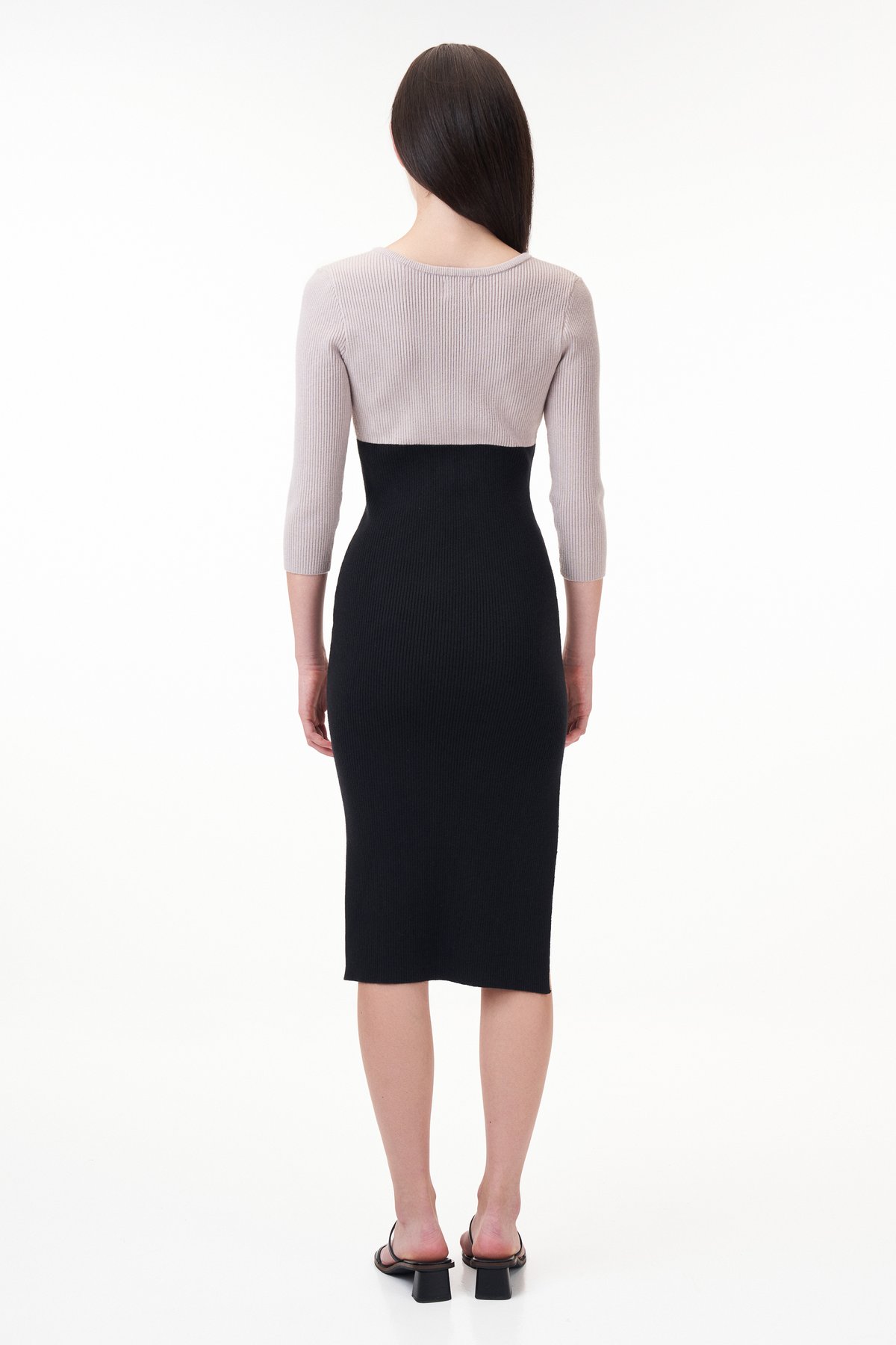 Nikita Colorblock Knit Dress in Taupe / Black