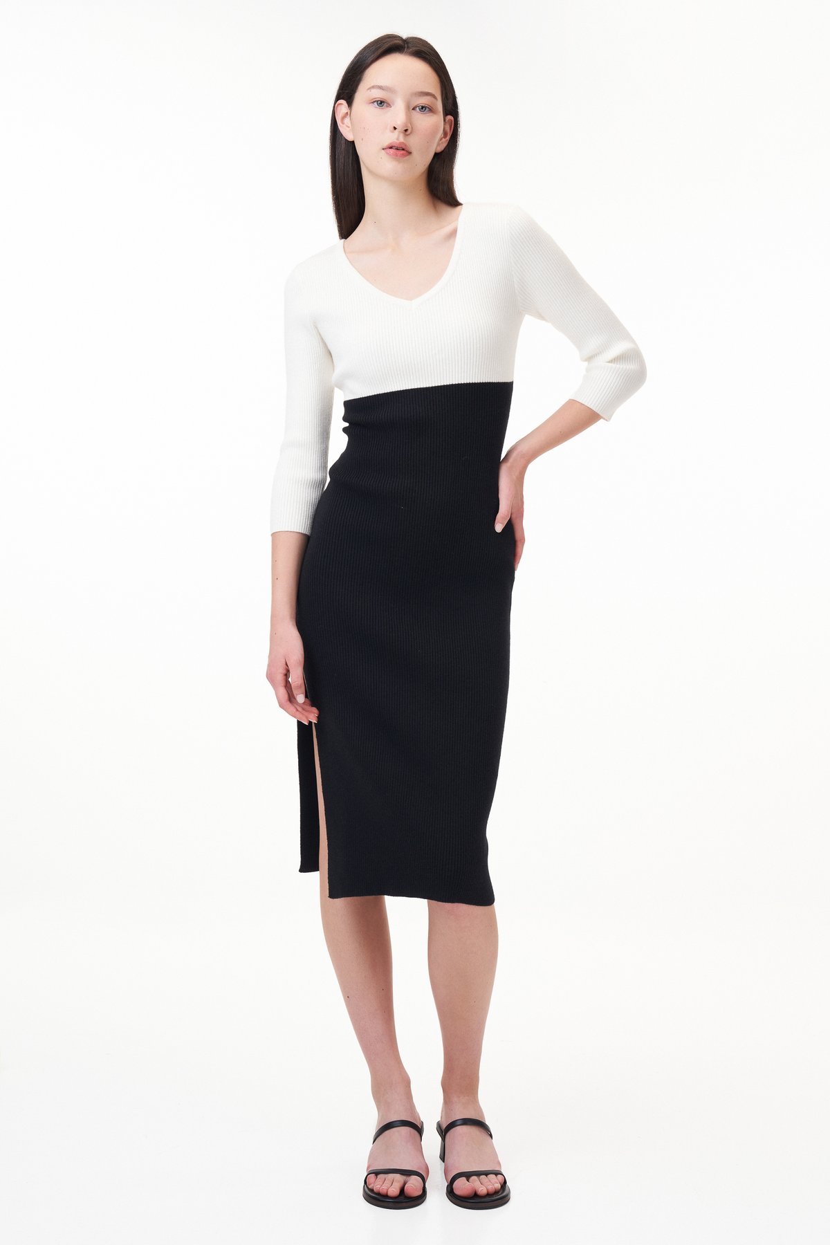 Color block knit dress top
