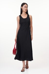 Fayre Linen Midi Dress in Black