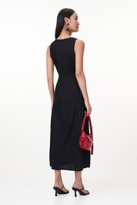Fayre Linen Midi Dress in Black