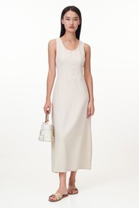 Fayre Linen Midi Dress in Oat