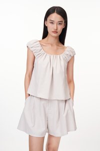 Raye Two Way Linen Top in Stone