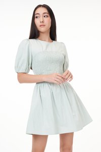 Elden Smocked Dress Romper in Mint