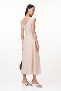Aisa Ruched Maxi Dress in Almond