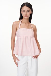 Talina Padded Coquette Halter Top in Pink