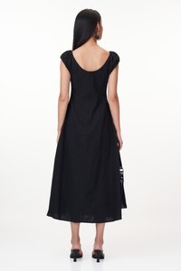 Aisa Ruched Maxi Dress in Black