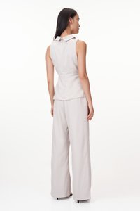 Raye Collared Peplum Top in Stone