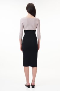 Nikita Colorblock Knit Dress in Taupe / Black