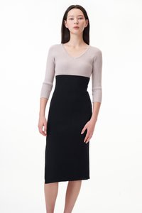 Nikita Colorblock Knit Dress in Taupe / Black