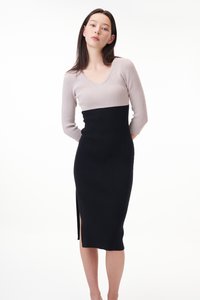 Nikita Colorblock Knit Dress in Taupe / Black