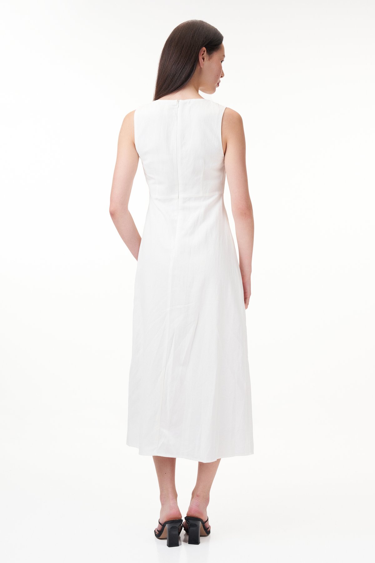Adena Contrast Ribbon Dress in White