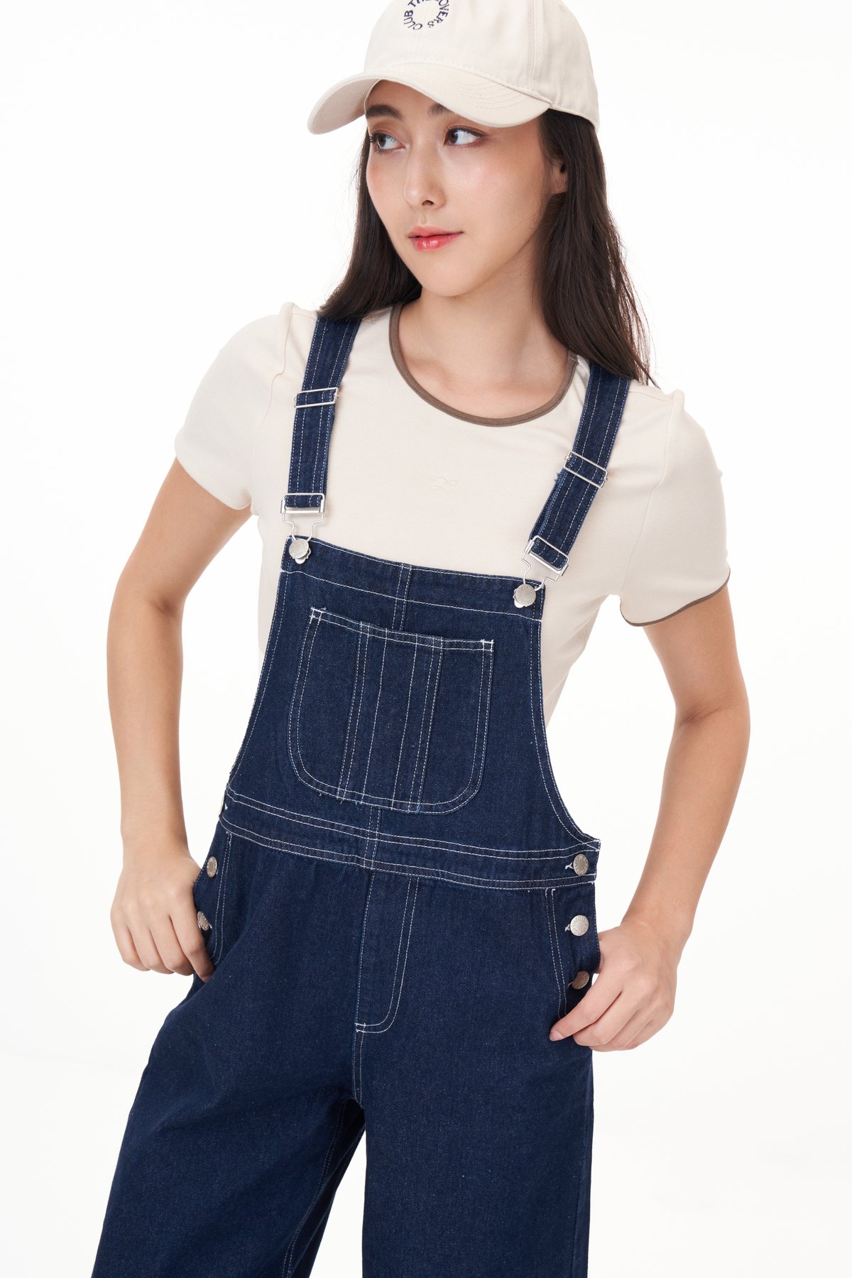 Alvin Contrast Trim Denim Dungaree | The Closet Lover