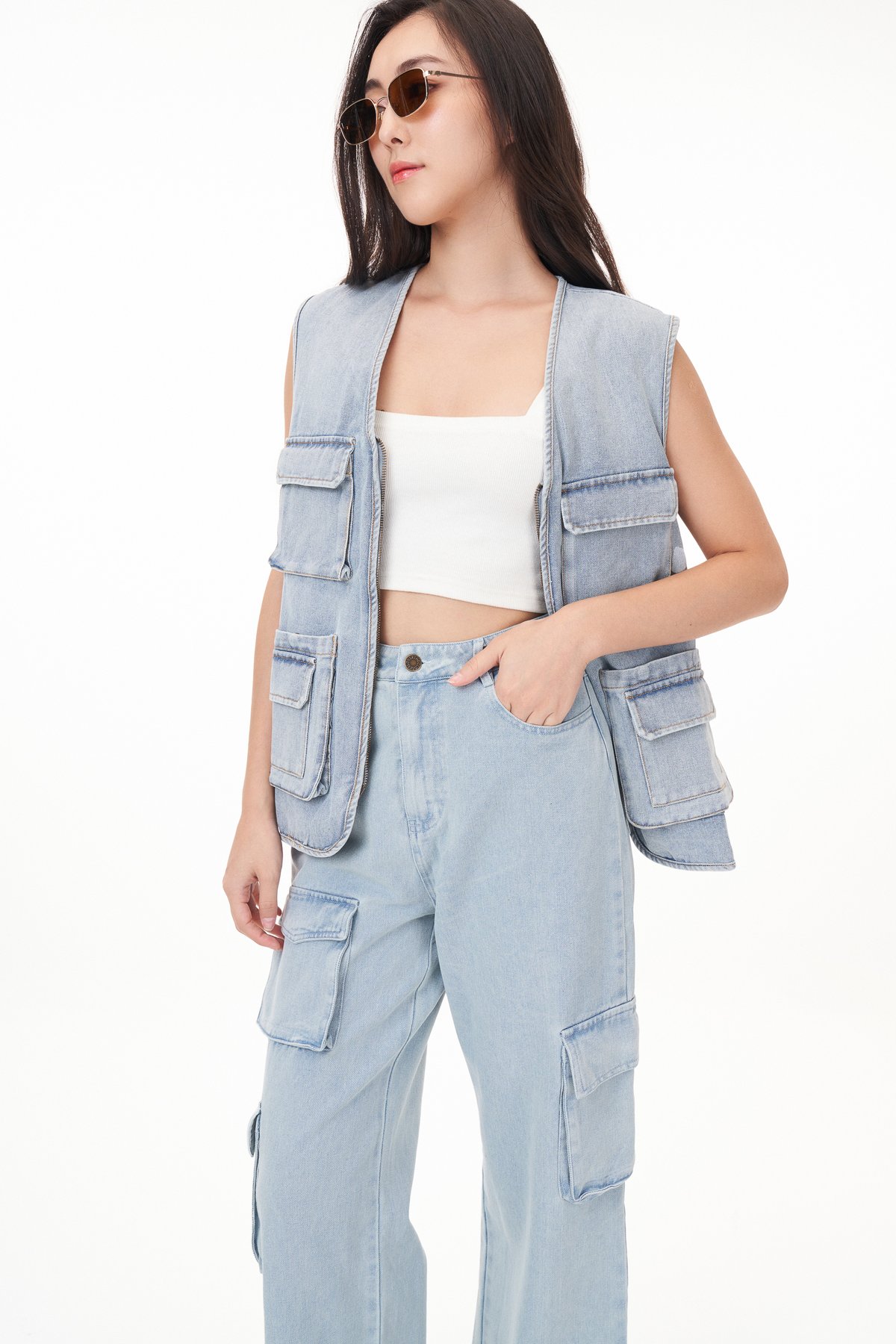 Ivan Cargo Pocket Oversize Denim Vest