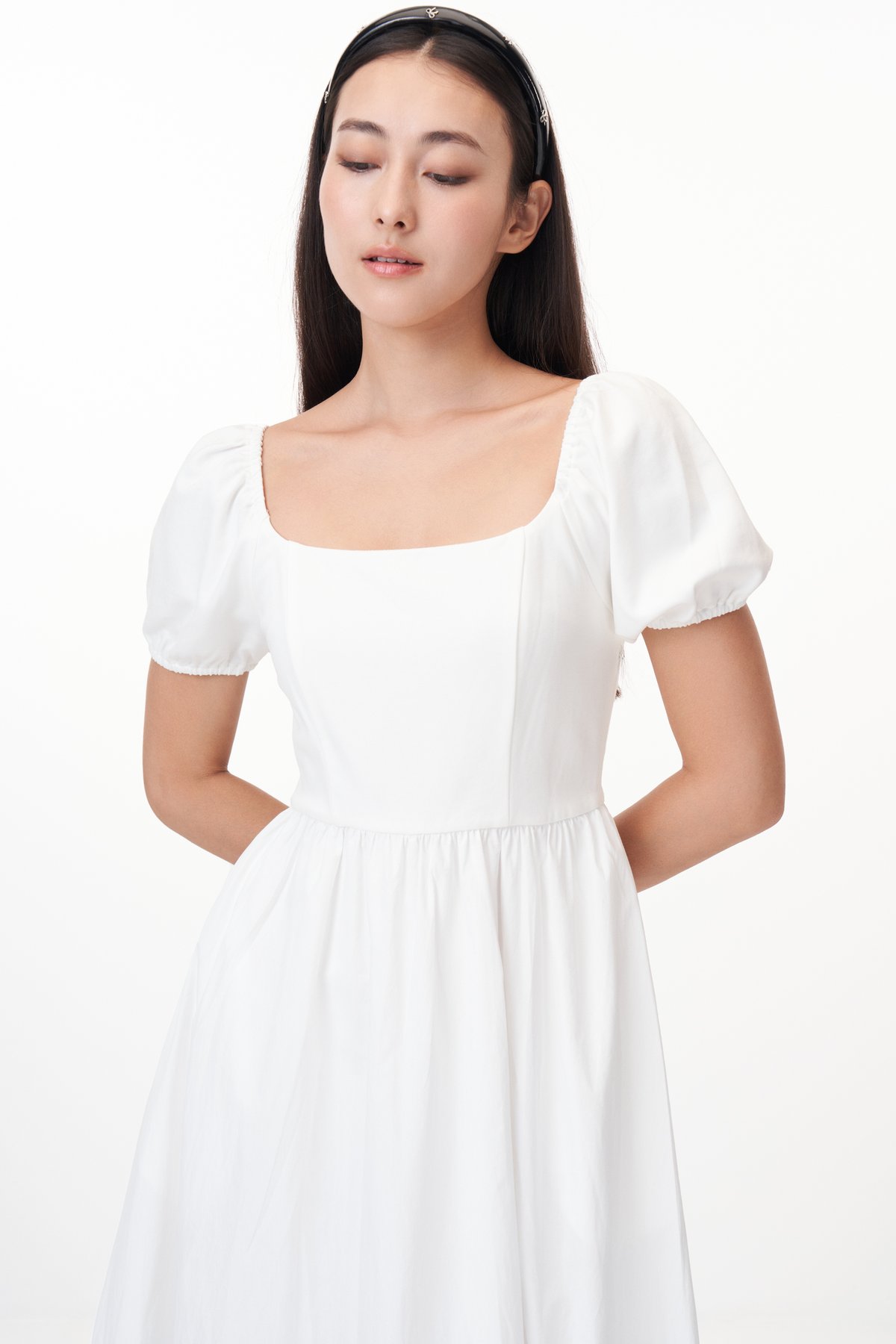 Kelly Square Neck Midi Dress in White