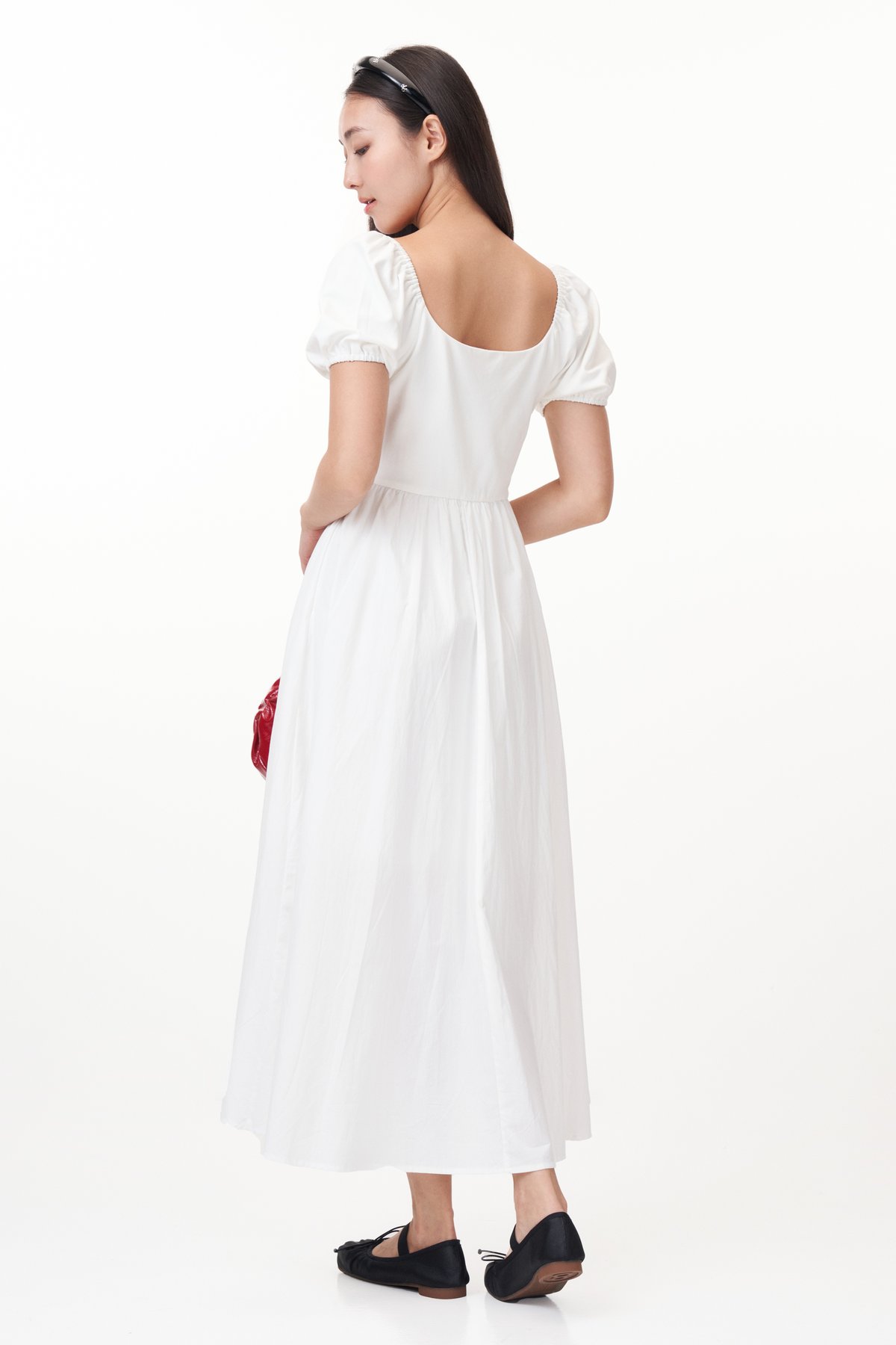 Kelly Square Neck Midi Dress in White