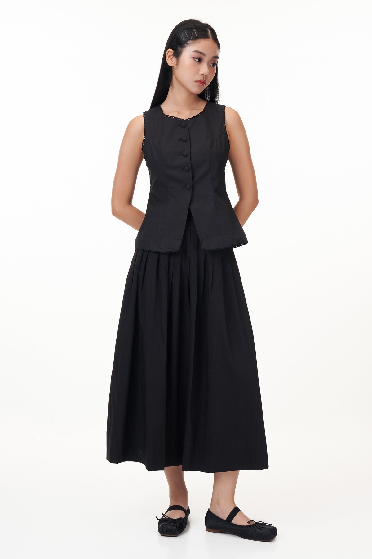 Odette Peplum Blouse in Black